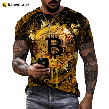 2023 Новая мода Bitcoin Graphic 3D-печатная футболка Мужчины Женщины Лето Повседневная футболка Хип-хоп Harajuku Streetwear Футболка оверсайз