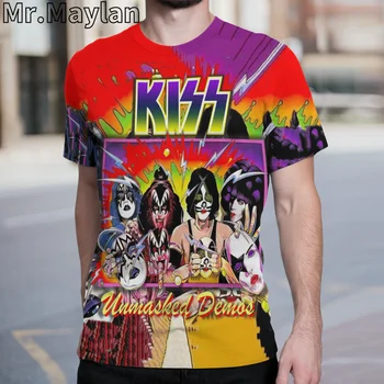 Rock Kiss Band Tshir Футболка с 3D-принтом для мужчин и женщин Новый дизайн уличных футболок Homme Футболка оверсайз 5XL 6XL Топы A99