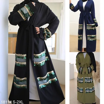 Дубай Турецкий кардиган Халат Африканские платья для женщин Мусульманские пайетки Женская одежда Анкара Наряды Вечернее платье Шнуровка Длинное платье