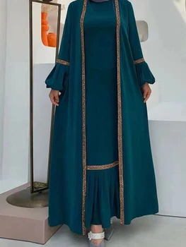 Ид абайя Дубай Скромная Турция Мусульманское длинное платье для женщин Арабское платье с пайетками Исламские платья Вечернее платье Марокканский халат-кафтан