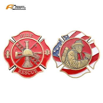 Индивидуальный дизайн Подарки пожарного Металлическая монета вызова Биметаллическая монета ветерана пожарного Монета вызова Monedas