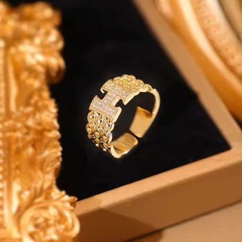 корейское кольцо с буквой h для женщин с уникальным и высококлассным дизайном, регулируемой индивидуальностью, универсальным и элегантным для вечеринок ToWear