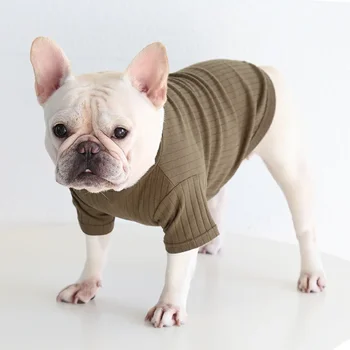 хлопчатобумажная ребристая рубашка для собак для осени и зимы дикая толстая одежда для собак новейший дизайн многоцветная модная одежда для собак