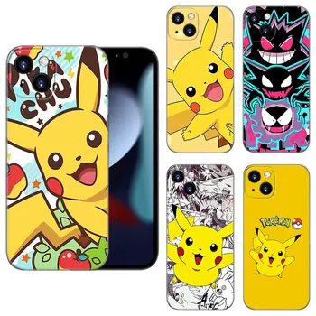 Чехол для телефона Pokémon Pikachu для Apple iPhone 12 13 Mini 11 14 15 Pro XS Max 7 8 Plus X XR SE 2020 2022 Черный силиконовый чехол